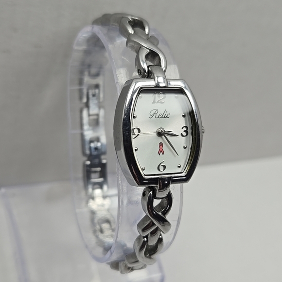 Womens Relic Fossil Breast Cancer Komen Watch New Batttery Silver Tone Ribbon - Picture 3 of 9